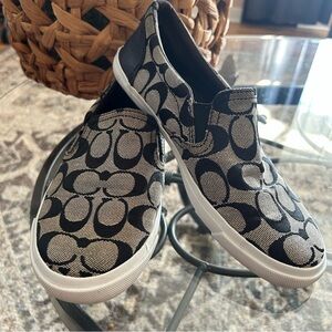 Coach Black and Tan Slip-on Sneakers